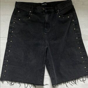 HOMME & FEMME Studded Black Denim Shorts